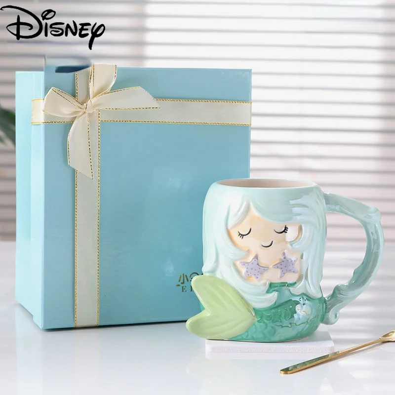 

Disney cartoon hand-painted beauty fish cute mug personality creative ceramic water cup girl heart coffee cup