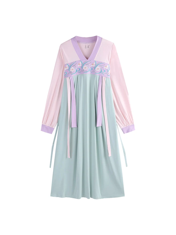 National Style Home Wear Autumn and Winter Thin Type Ancient Style Chinese Style Han Chinese Clothing Pajamas Women's Nightdress