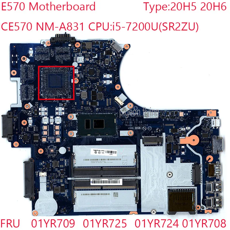 

Материнская плата E570 NM-A831 01YR709 01YR725 01YR724 01YR708 01YR727 01YR726 01YR711 для Thinkpad E570 20H5 20H6 i5-7200U UMA 100% OK