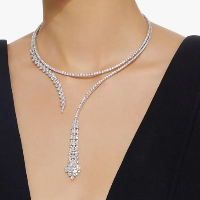 

2022 New Arrival Luxury Pear Bridal Chokers Necklaces for Women Anniversary Gift Jewelry Wholesale X7131