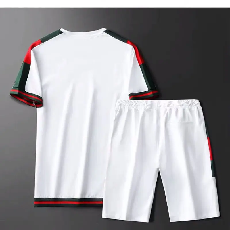 Men's Suit 2023 Spring and Summer New Short-sleeved T-shirt Five-point Pants Two-piece Large Size Men's Clothing