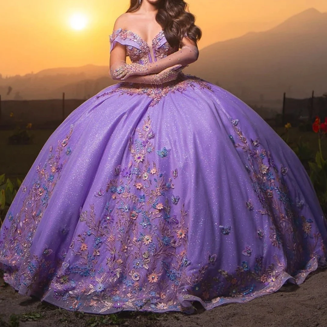 Лавандовое платье Quinceanera по индивидуальному заказу для 15-летней девушки дня