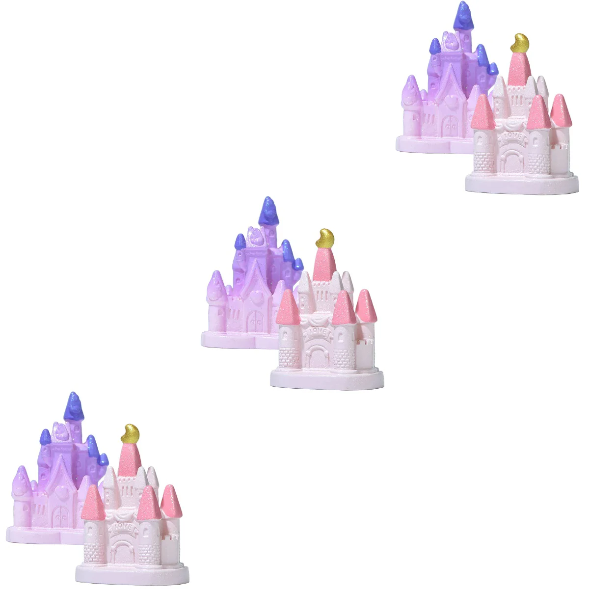 

6 Colorful Delicate Miniature Castle Statue Castle Ornament Miniature Fairy Cottage Tiny Cottage Decor