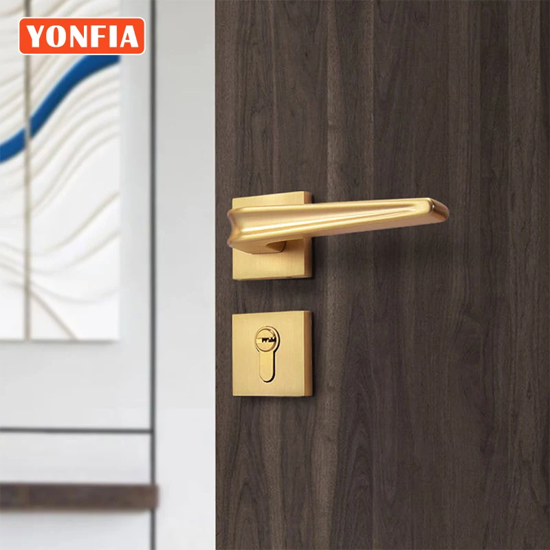 

YONFIA A8176R03 новый запатентованный дизайн алюминиевая ручка для туалета ванной комнаты рычаг конфиденциальности дверной замок матовое золото