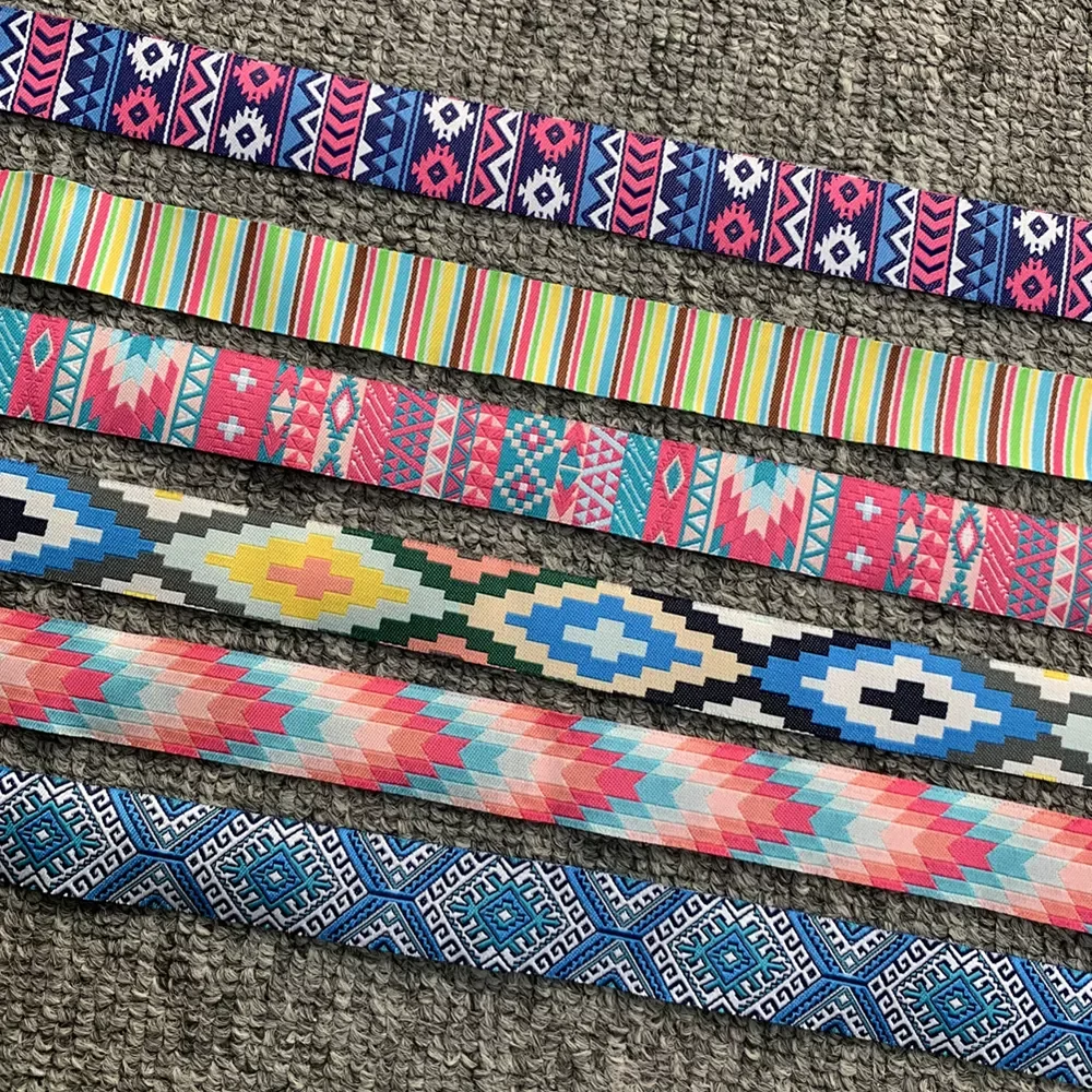 

NEW 7/8" 22mm 10yards Retro Geometric Wholesale Polyester Woven Jacquard Ribbon With Dachshund Dog For Dog Collar