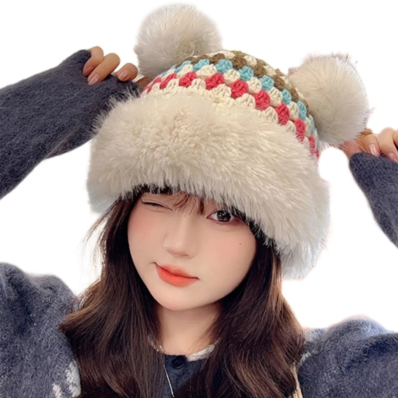 Унисекс шапка с плюшевым мишкой плюшевая утолщенная для холодной погоды теплая