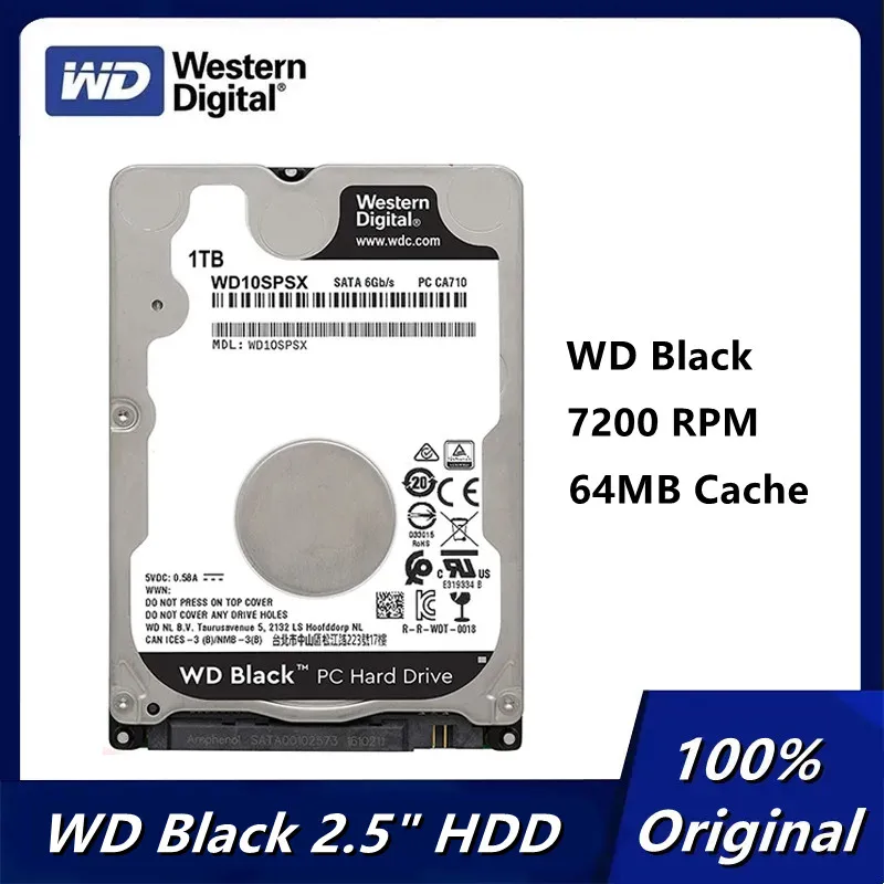 

Original WD Black 1TB 500GB 250GB Internal Laptop Hard Drive 7200 RPM Class SATA 6 Gb/s 64 MB Cache 2.5" HDD 7MM Western Digital