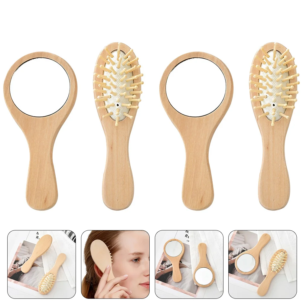 

Mirror Comb Kit Vintage Handheld Vanity Women Makeup Travel Outdoor Mini Hairbrush