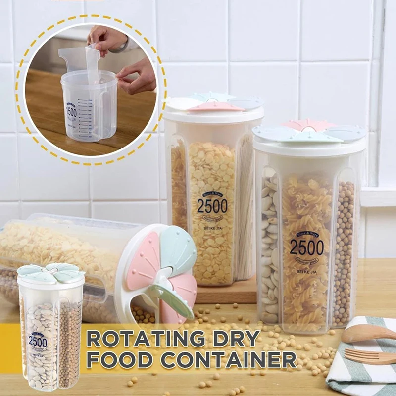 

Sealed Storage Box Crisper Grains Food Storage Tank Household Kitchen Food Containers For Dry Cereals Measure Cups