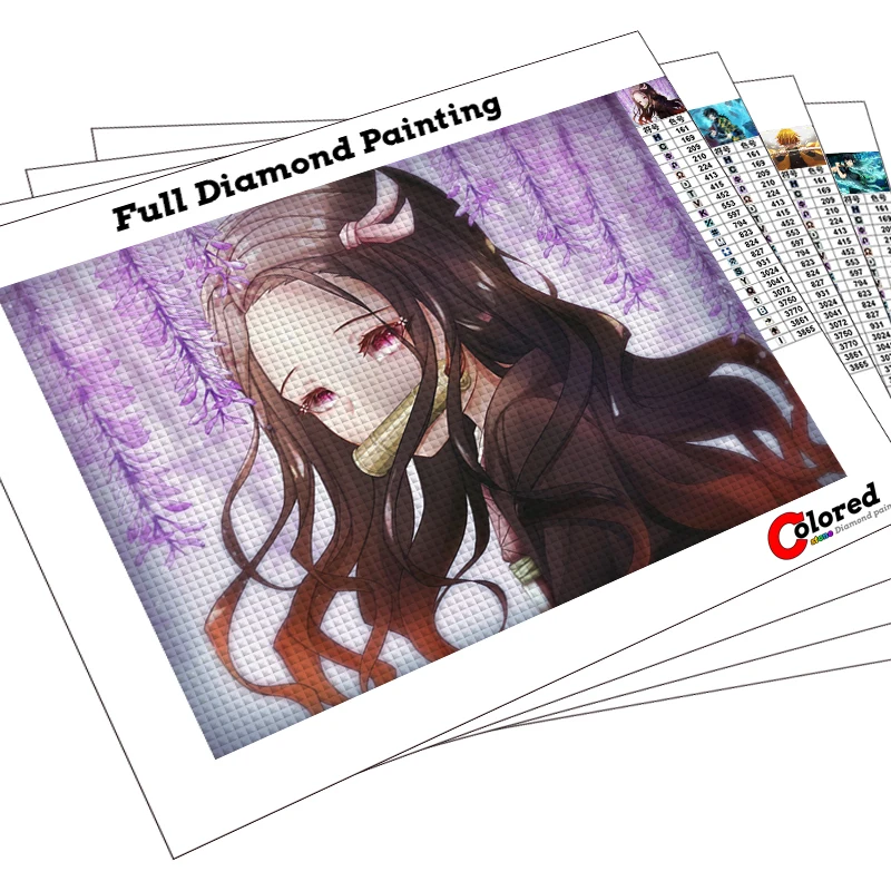 

Demon Slayer Full Diamond painting Anime Nezuko Tanjirou 5D Diamond mosaic embroidery Comics Tengen Muichirou Zenitsu Giyuu DS13