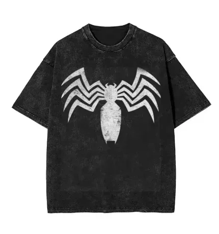 Фото Футболка Marvel Venom Y2K в стиле Харадзюку, модная уличная одежда, нейтральная, с эффектом потертости, ретро, повседневная, из хлопка №2