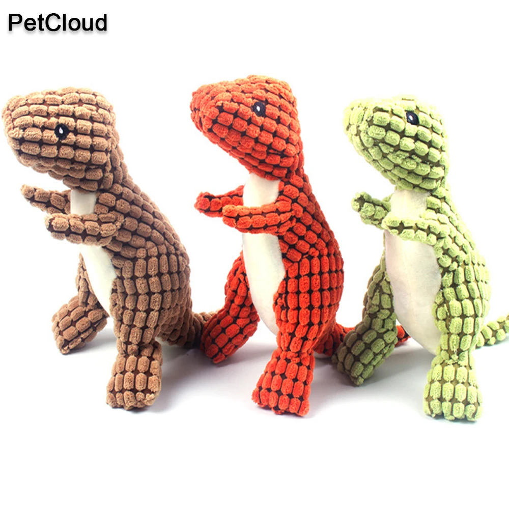 

Soft Squeaky Dog Chew Interactive Toy For Puppy Cat Corn Plush Dinosaur Pet Molar Squeak Vocalization Tyrannosaurus Rex Pet Toys