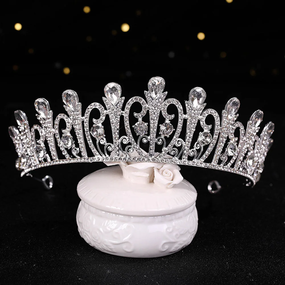 

Silver Tiaras Wedding Bride Headpiece For Women Rhinestone Heart Shaped Alloy Crown Luxury Noiva Diadem Girls Party Hair Jewelry