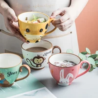 ins cute cartoon creative water cup girl heart student ceramic cup home mug oat cup mug tea cup set cup
