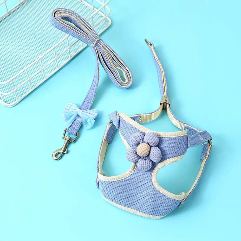 

Удобный дышащий жилет для домашних животных, разноцветный Цветочный декор, жилет для домашних животных, Регулируемая пряжка, не тянет для маленького размера