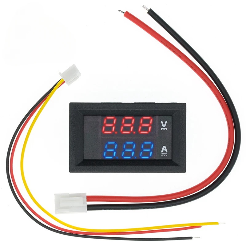 

DC 0-100V 10A Digital Voltmeter Ammeter Dual Display Voltage Detector Current Meter Panel Amp Volt Gauge 0.28" Red Blue LED