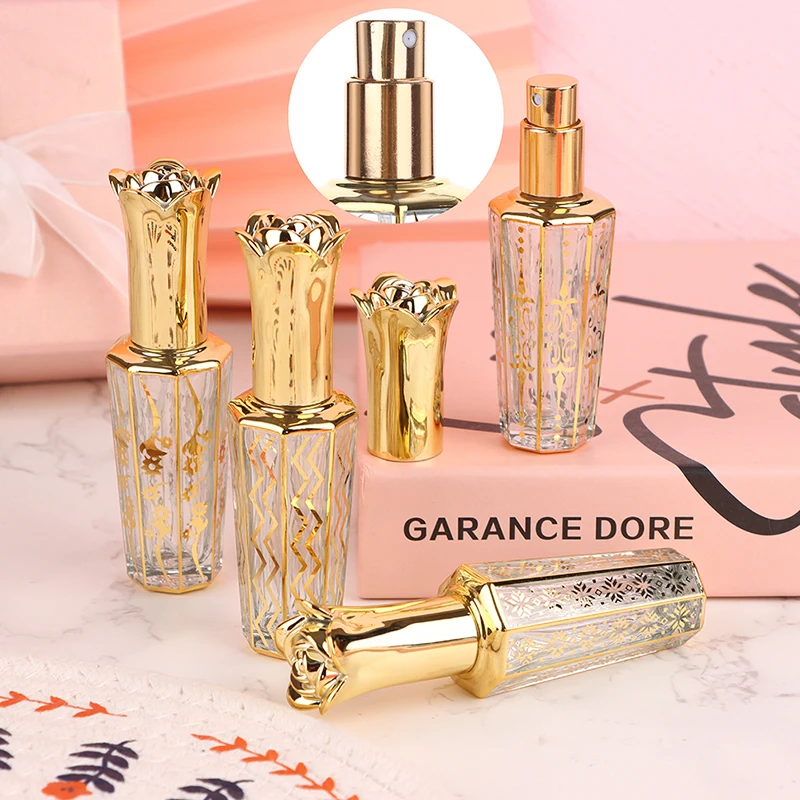 

15ml Portable Spray Bottles Gold Sample Empty Containers Travel Glass Perfume Bottle Atomizer Mist Sprayer