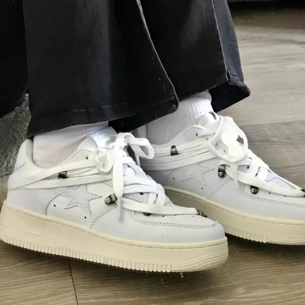 

Women Sneakers Flat Lace-Up Walking Outdoor Fashion White Leather Shoes Women Casual Shoes Sneakers Ladies Platform Trainers