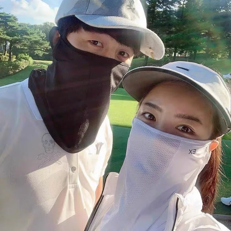 

South Korea Golf Sunscreen Veil Men's and Women's Same Style, Cold and Delicate Skin-friendly Mesh Gauze Hole Breathable Mask