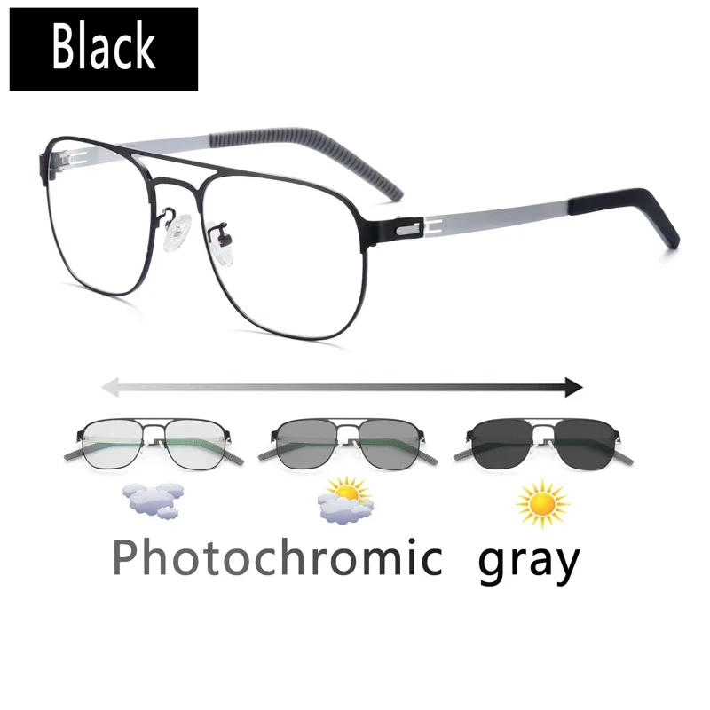 Titanium Alloy Anti Blue Light Reading Glasses Men Women Optical Eyewear Pilot Eyeglasses Frames Chameleon Prescription