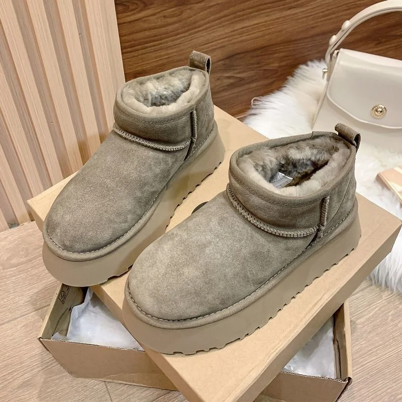 Women's Boots Winter Fur Warm Snow Boots 2023 New Casual Shoes Suede Short Plush Ankle Boots Flat Shoes Botas Mujer Women Boots