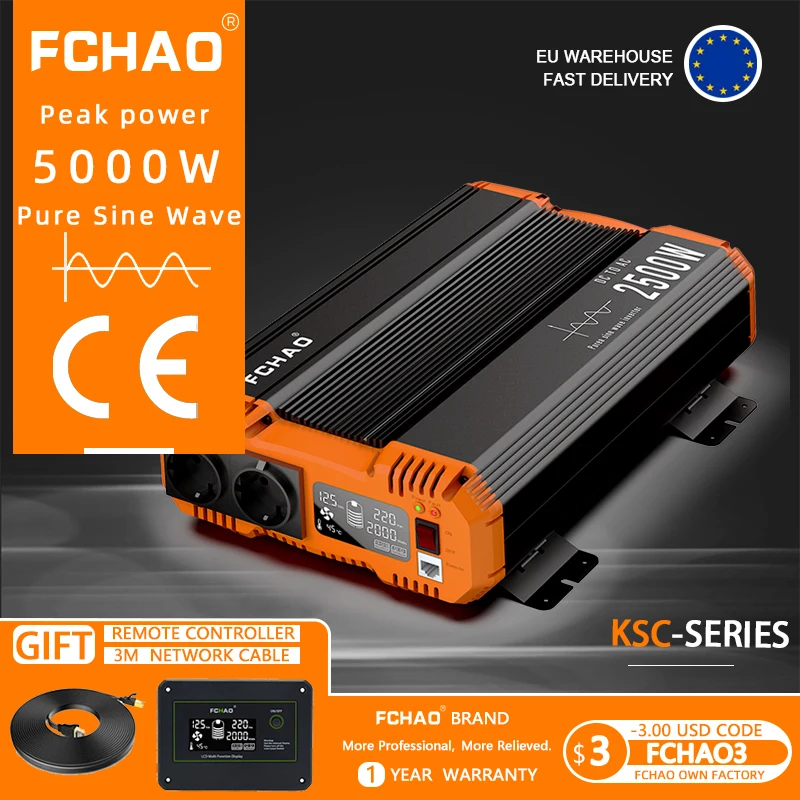 Автомобильный преобразователь напряжения FCHAO 5000 Вт немодулированный