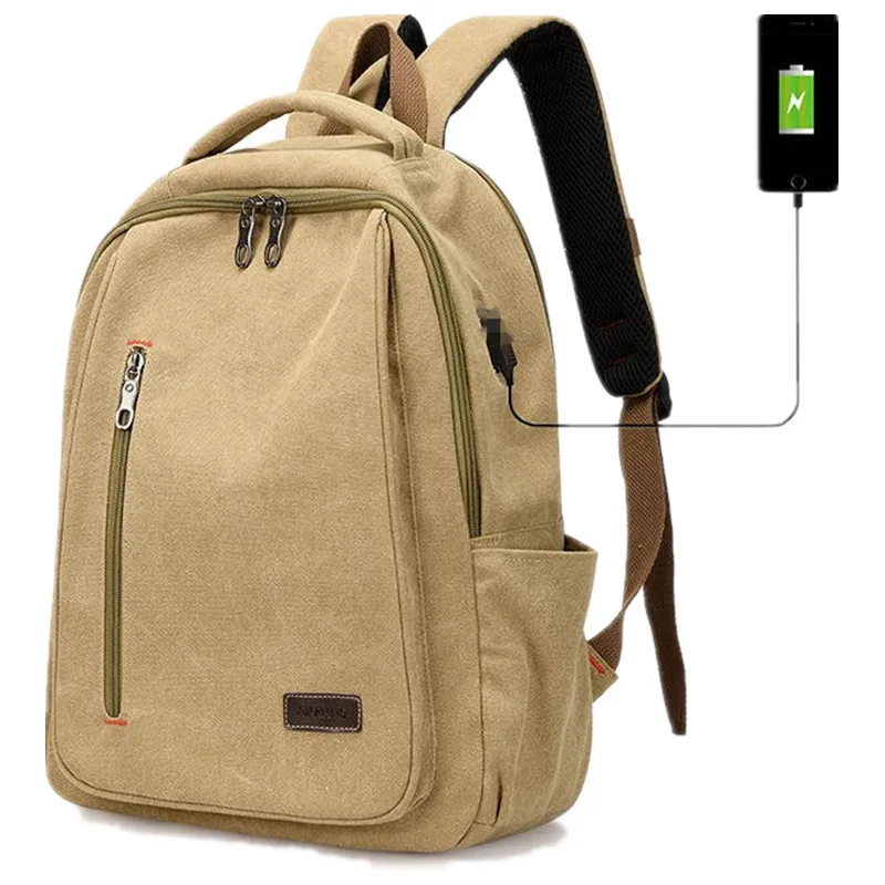 

Waterproof Business Backpack Men USB School Backpack Simple Leisure Student Schoolbag Canvas Bag Large Capacity Computer Bag