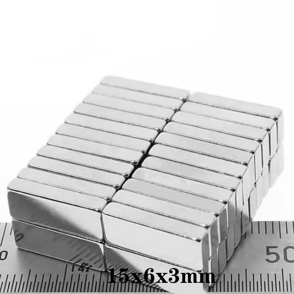 

10~300PCS 15x6x3 mm Strong Rare Earth Magnet Thick 3mm Block Rectangular Magnetic 15x6x3mm Permanent Neodymium Magnets 15*6*3