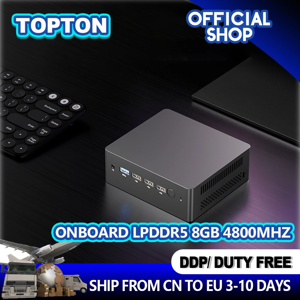 

Топтон дешевый 12-го поколения мини ПК Intel N100 четырехъядерный бортовой LPDDR5 8 Гб 4800 МГц мини карманный компьютер AX WiFi6 с Bluetooth5.2