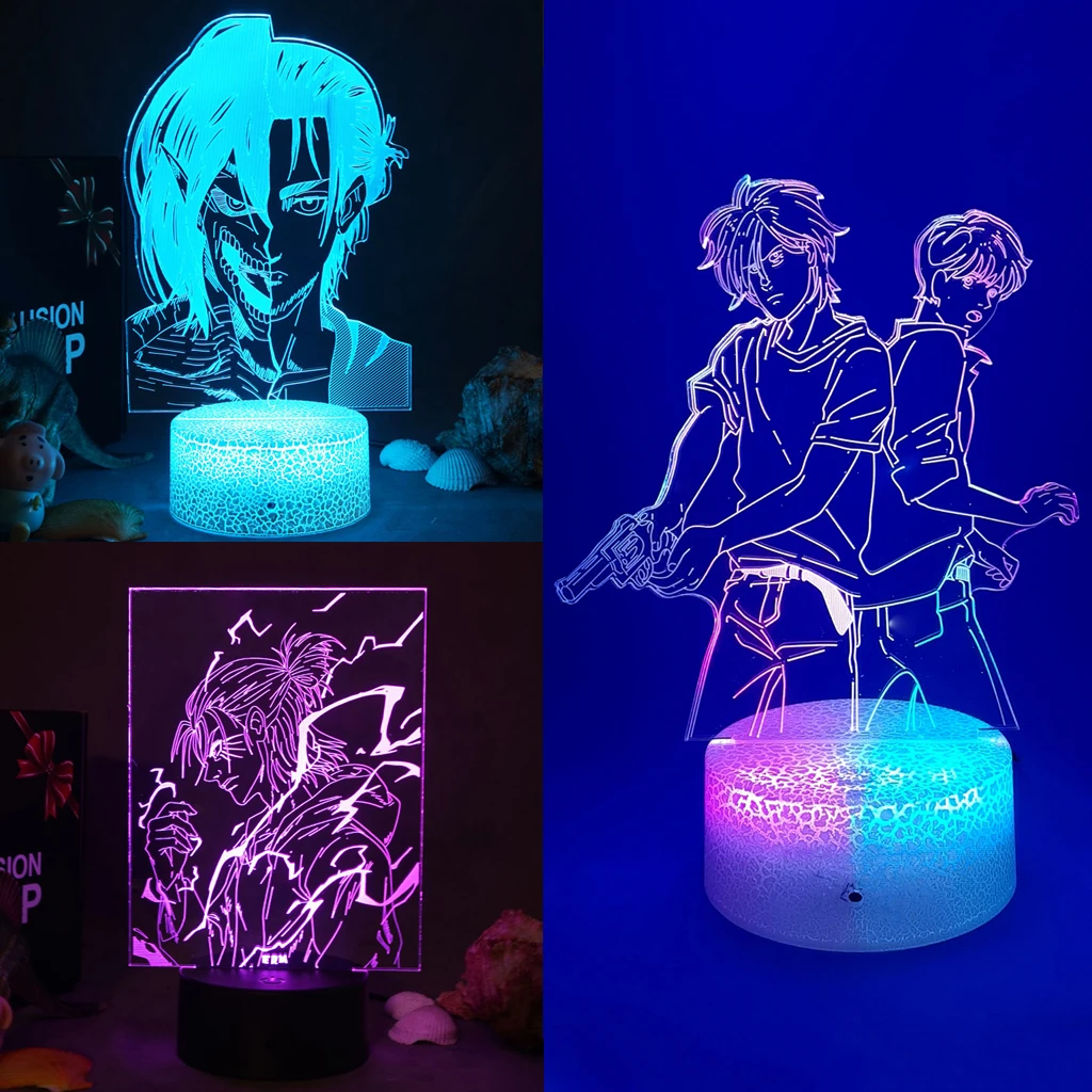 

Anime Attack On Titan 3D Led Night Light For Kid Mikasa Ackerman Bedroom Sunset Manga Figure Lamp Illusion Decor Children Gift