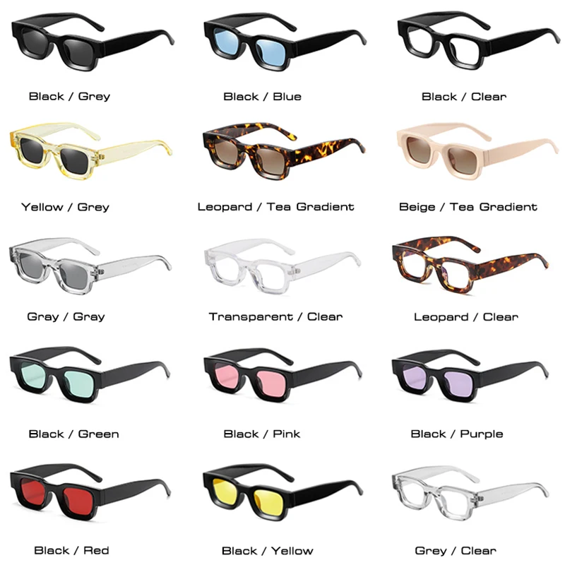 SO&EI Ins Popular Fashion Small Square Polarized Sunglasses Women Retro Punk Shades UV400 Men Trending Sun Glasses
