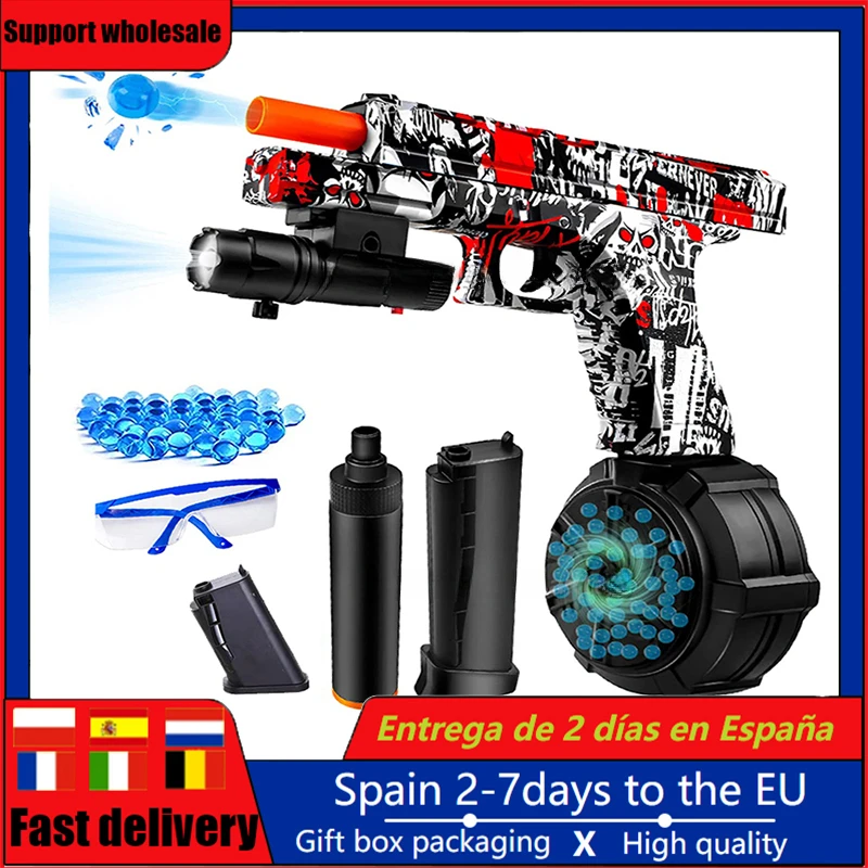 

New 2 In 1 Automatic Shooting Splatter Ball Airsoft Electric Toy Gun Water Beads Weapon Pistol Outdoor Sports Gel Blaster Gun