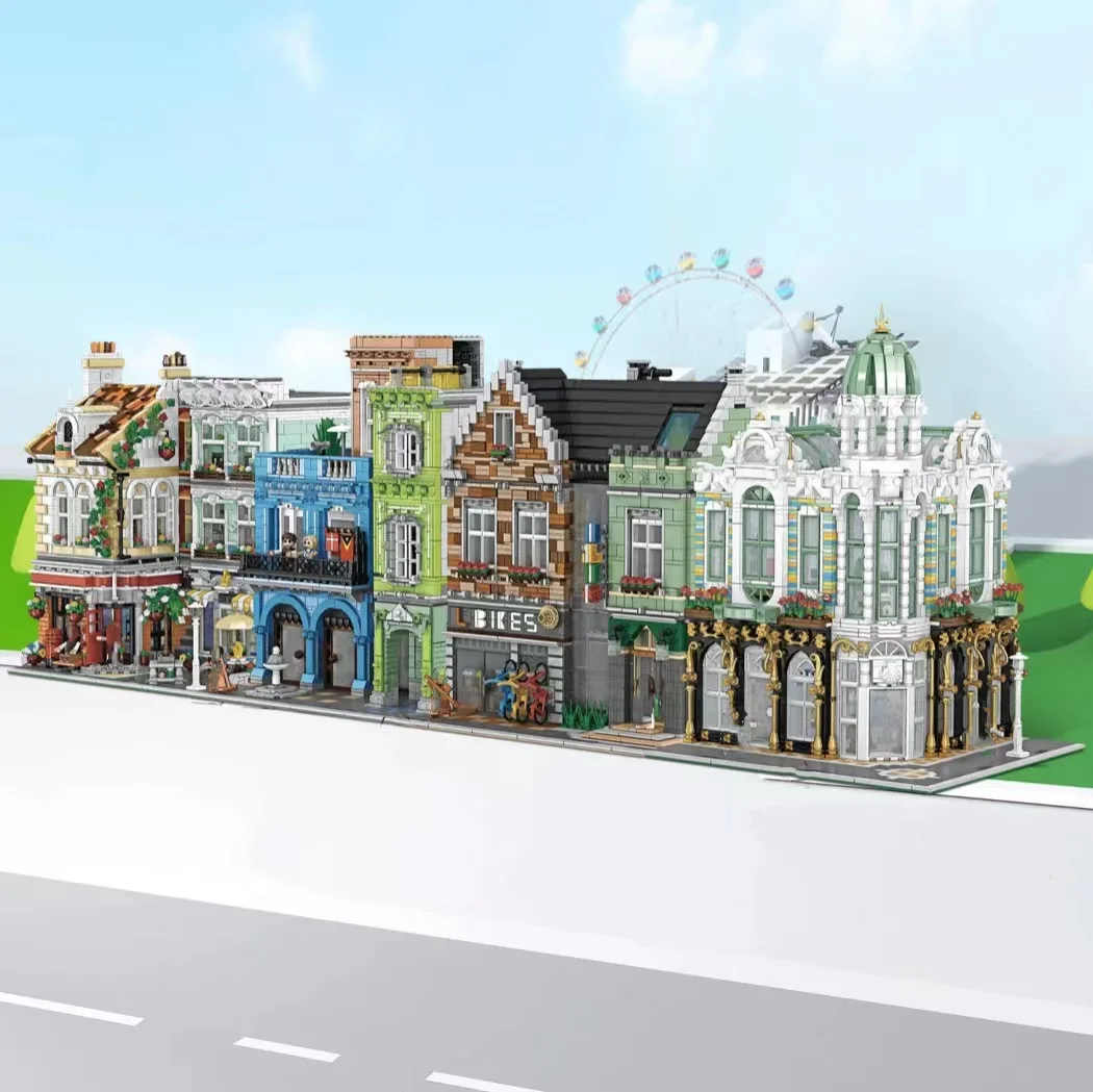 

Creative Expert Ideas Street View Post office Diamond Shop Moc Mini Bricks Modular House Building Blocks Model Garden Center