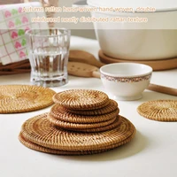 natural table mat handmade woven placemat round braided mat heat resistant hot insulation anti skidding pad
