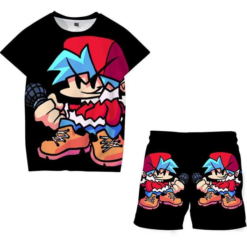 

Children's Set Friday Night Funkin 3D Print Boys and Girls' Peripheral Printed T-shirt Shorts Set,4t-14t