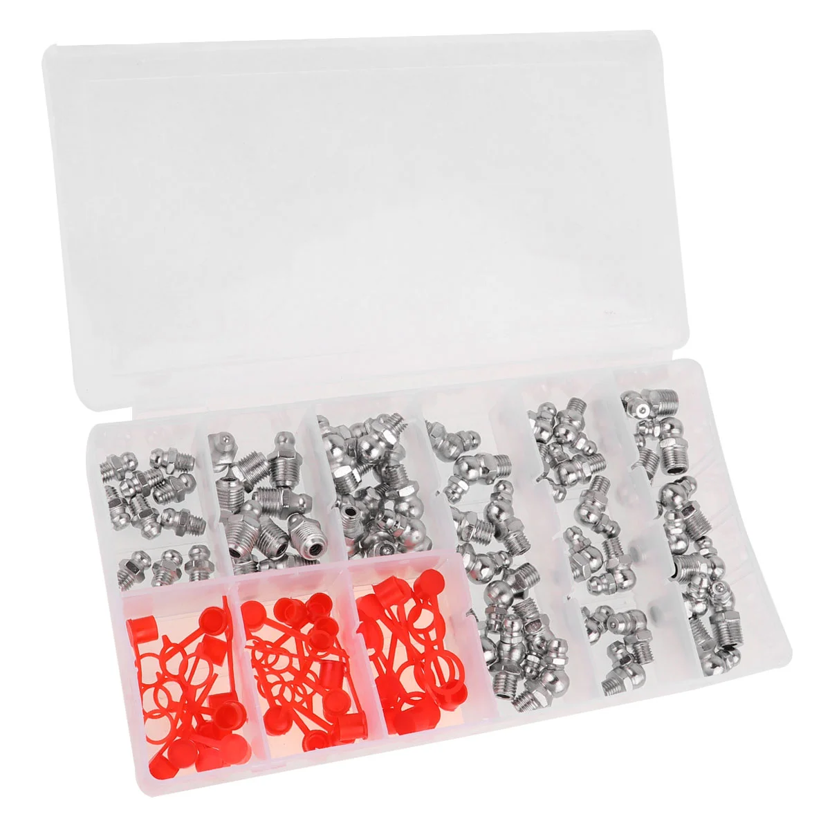 

90pcs Iron Zinc Plating Straight 45 Degree 90 Degree Grease Fittings with Red Dust for Car Motorcycle