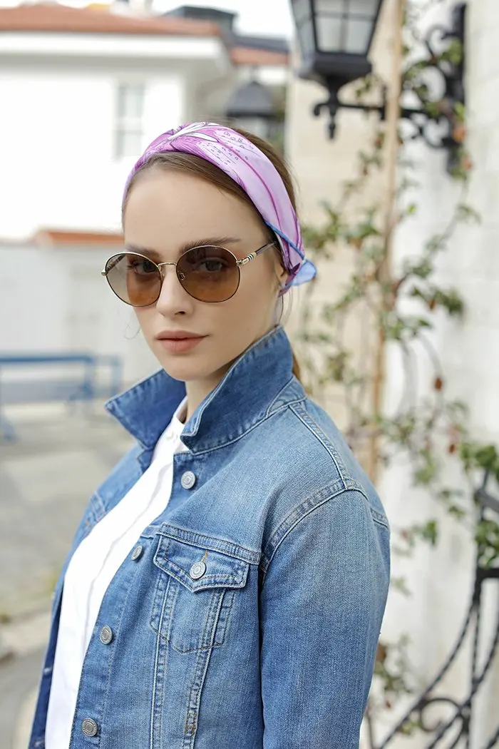 

WOMEN SCARF BANDANA ACCESSORIES GIFT COLORFUL TWİLL SCARF SHAWL FİRUZE