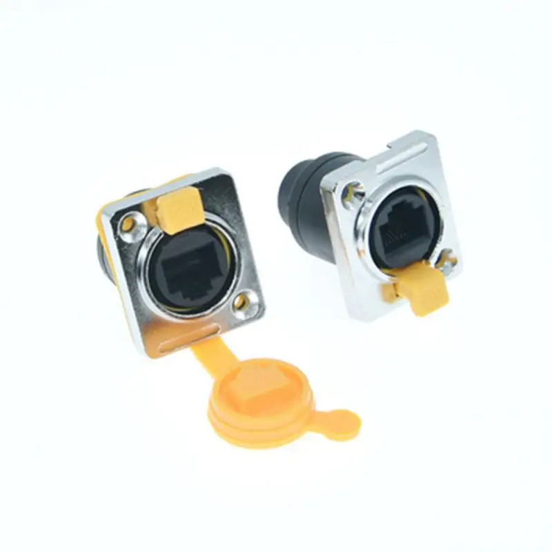 

Straight-through Female Head Panel Installation Rj45 Socket Net Port 8C8P Connector Industrial Flange Fixed RJ45 Female Seat