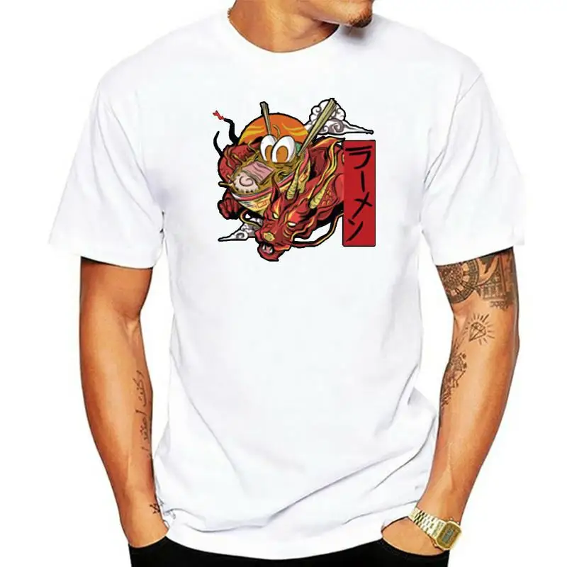 

Модная японская футболка с лапшой-рамен и драконом, с китайским Дрейком, едой, мужская Милая Мужская футболка с круглым вырезом