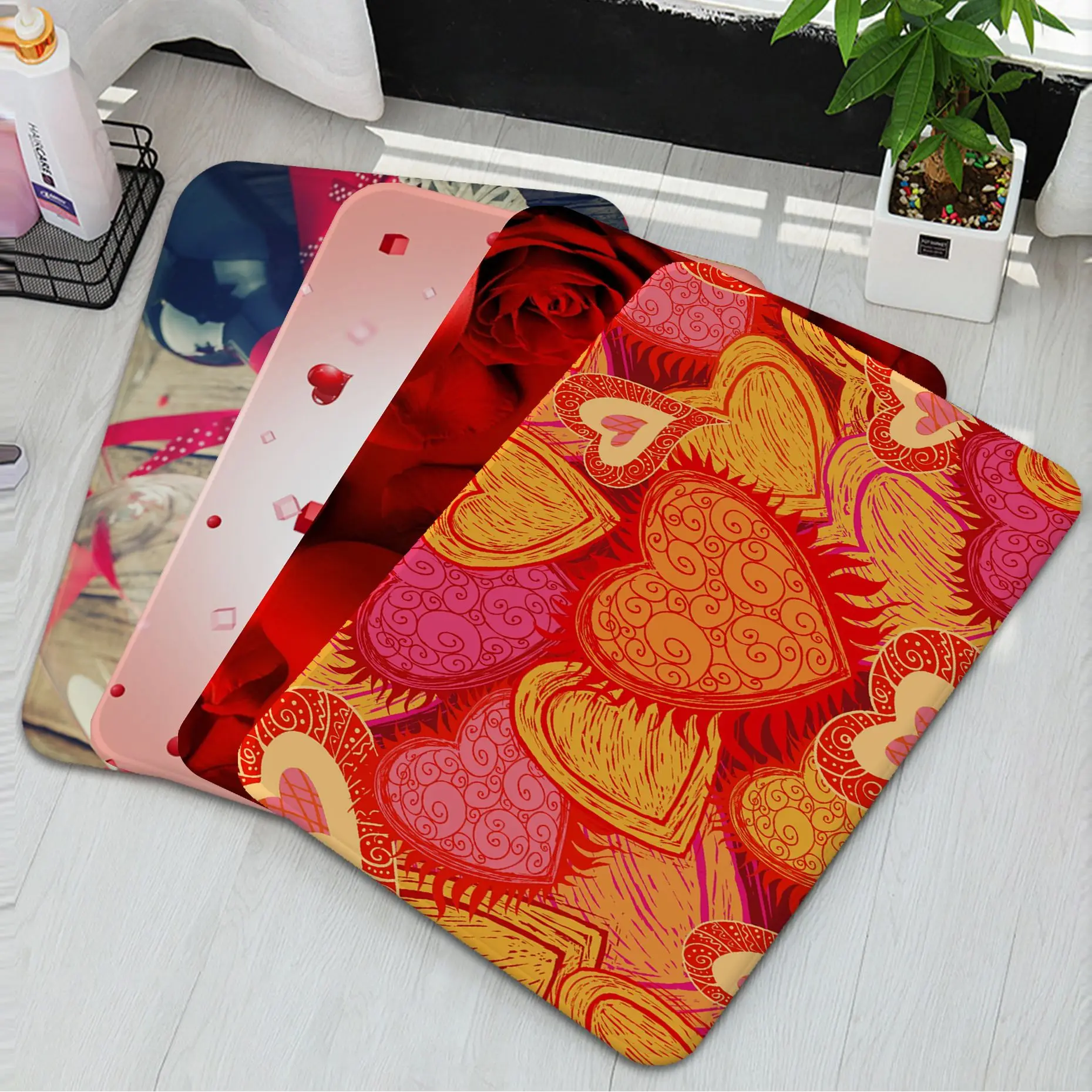 

Valentine's Day Kitchen Mat Non-Slip Laundry Room Mat Laundry Decor Balcony Child Living Room Doormat Area Rug