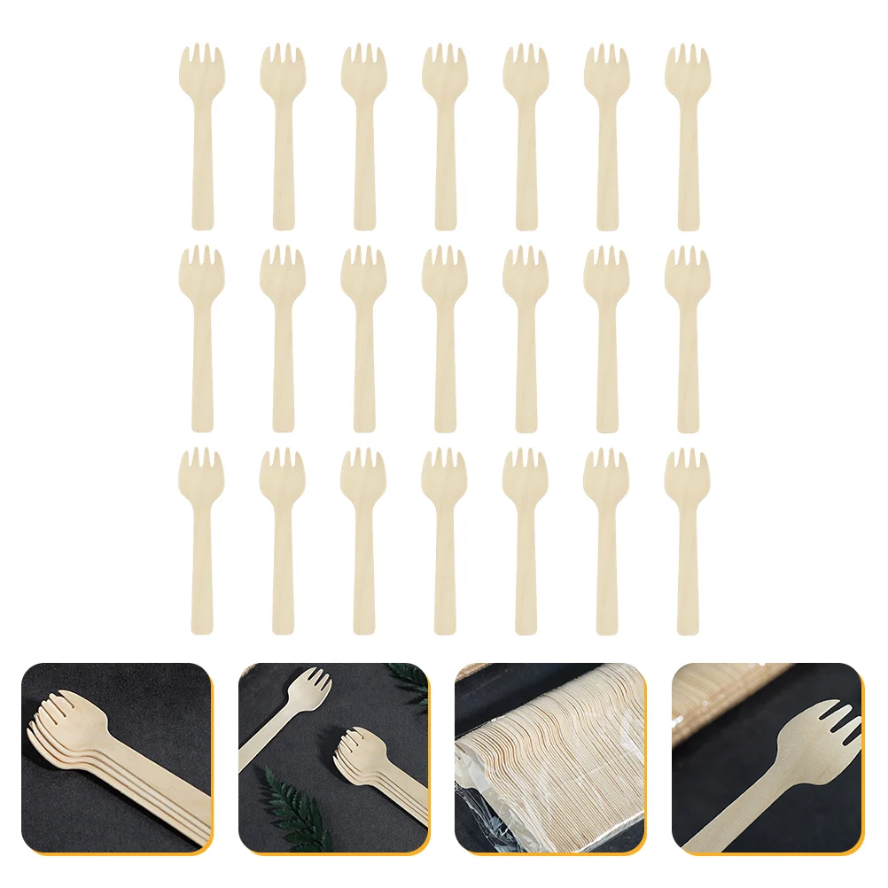

30 Pcs Cake Forks Wooden Fruit Forks Cafeteria Dessert Forks Disposable Forks