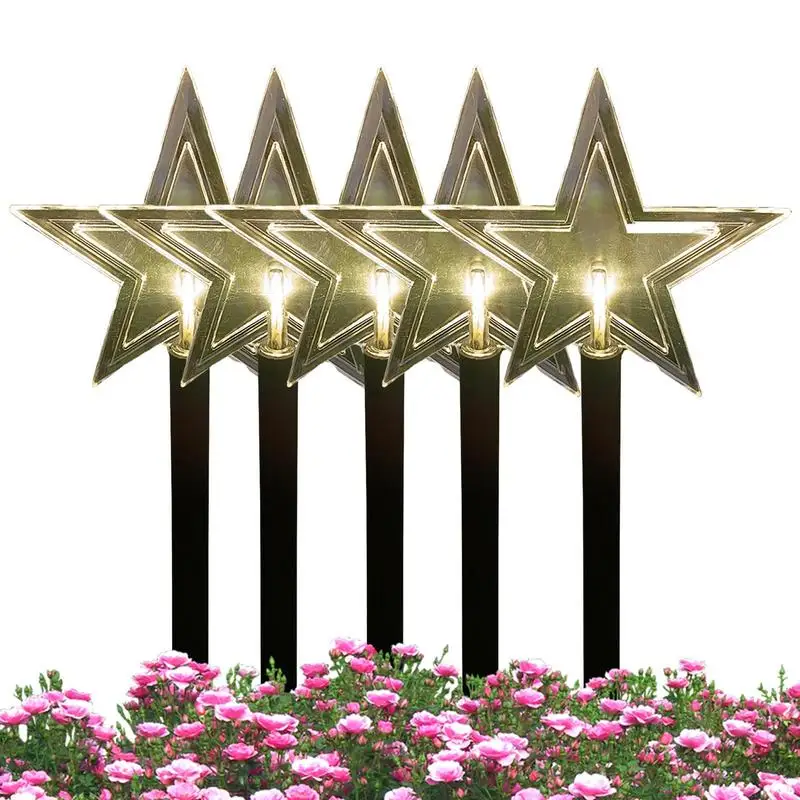 

Solar Christmas Lights 5pcs/Set Christmas Snowflake Star Stakes Led Pathway Light Outdoor Lights LED Solar Power Decorations For