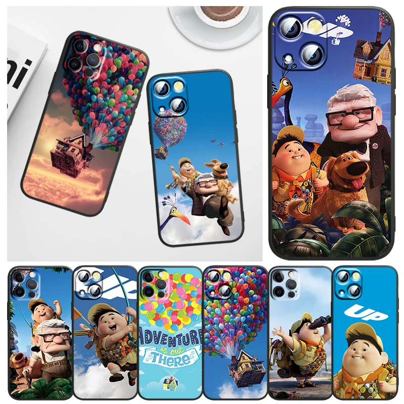 

Phone Case For Apple iPhone 14 13 12 11 mini 8 7 6 XS XR X SE 2020 Pro Max Plus Funda Disney UP House Black Cover