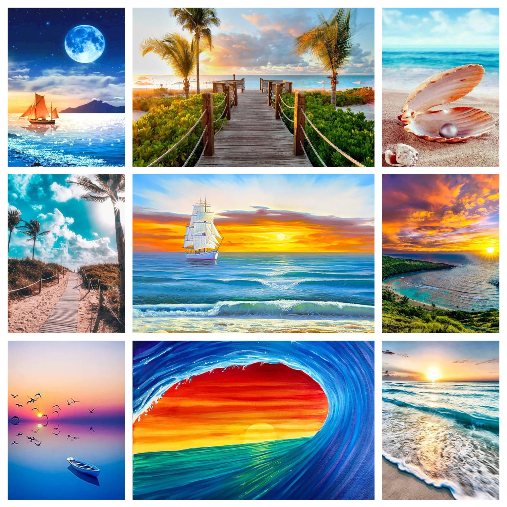 

Diamond Painting New 2022 Home Decor Seaside Scenery Diy Cross Stitch Kit Gift Full Drill Diamond Art Paintings Embroidery Kit