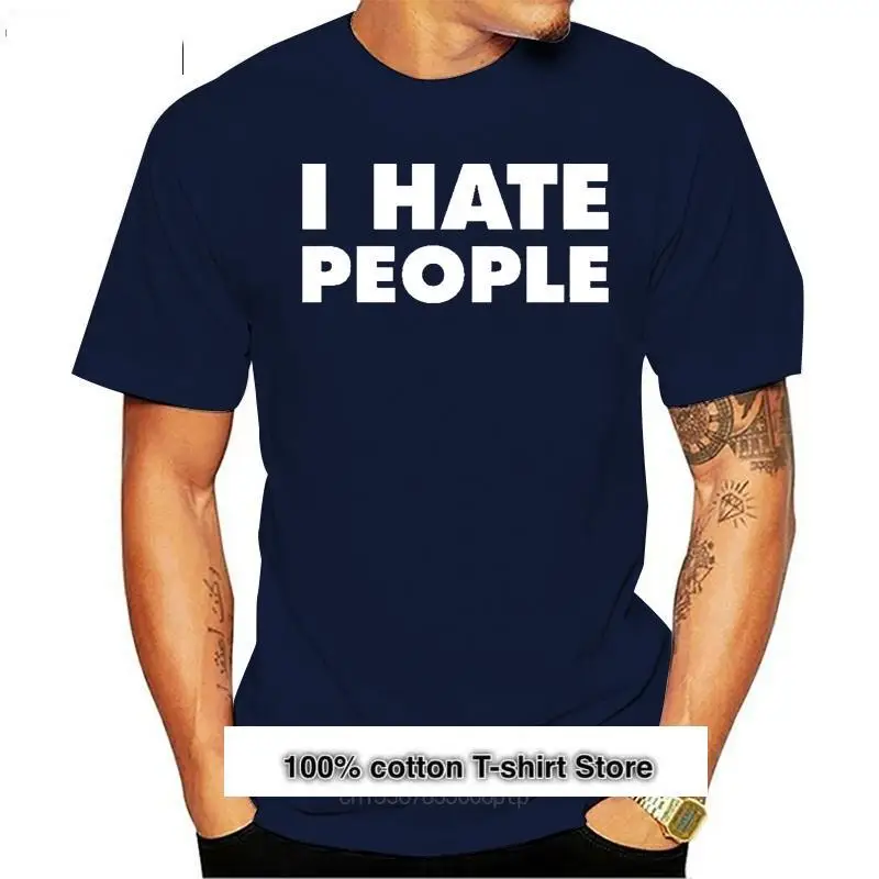 

Camiseta divertida de "I Hate People" para hombre, ropa de calle de manga corta