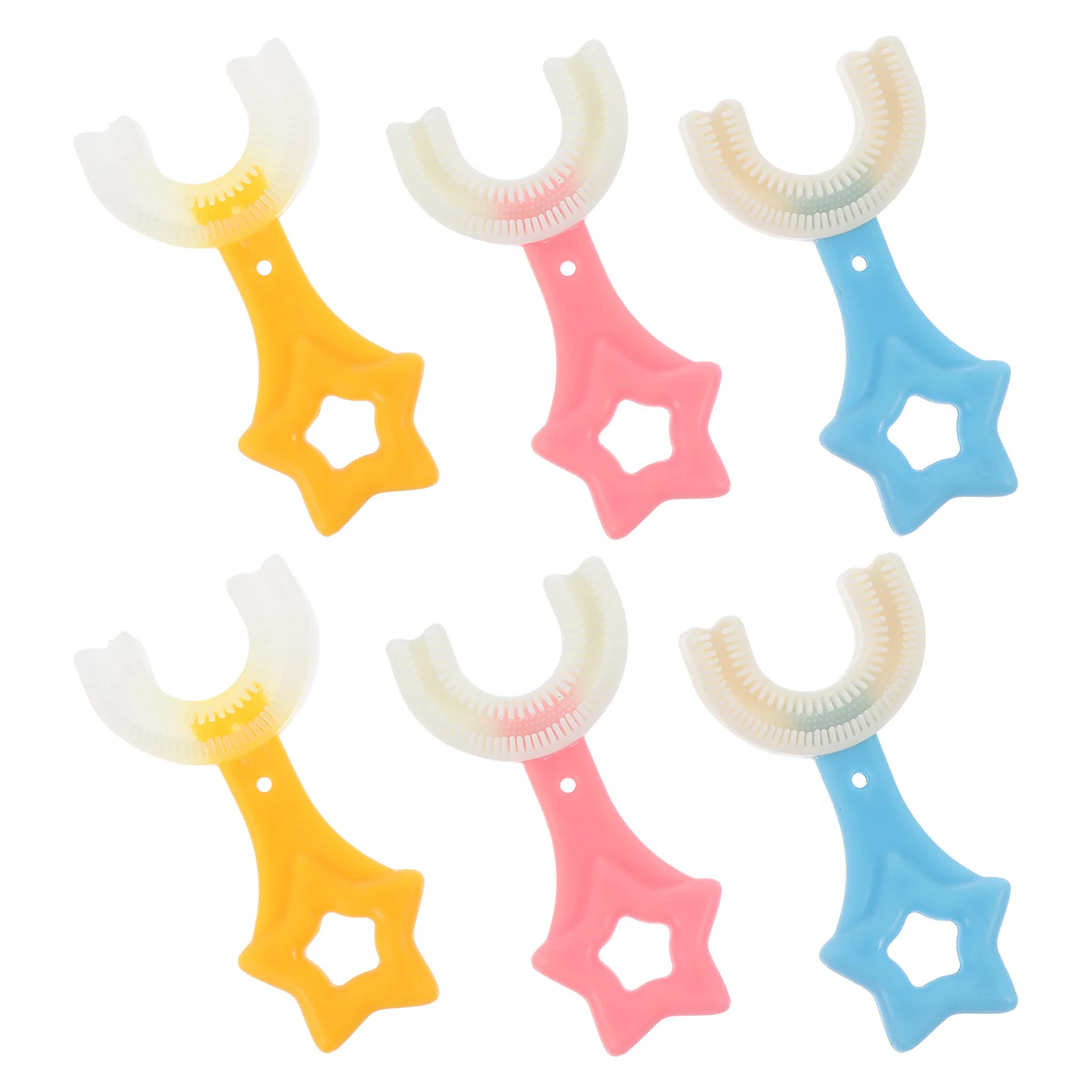 

6Pcs U-Shape Kid Toothbrushes Comfortable Handheld Tooth Brushes (Assorted Color)