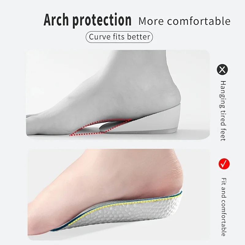 Height Increase Insoles for Men Women Shoes Flat Feet Arch Support Orthopedic Insoles Sneakers Heel Lift Memory Foam Shoe Pads