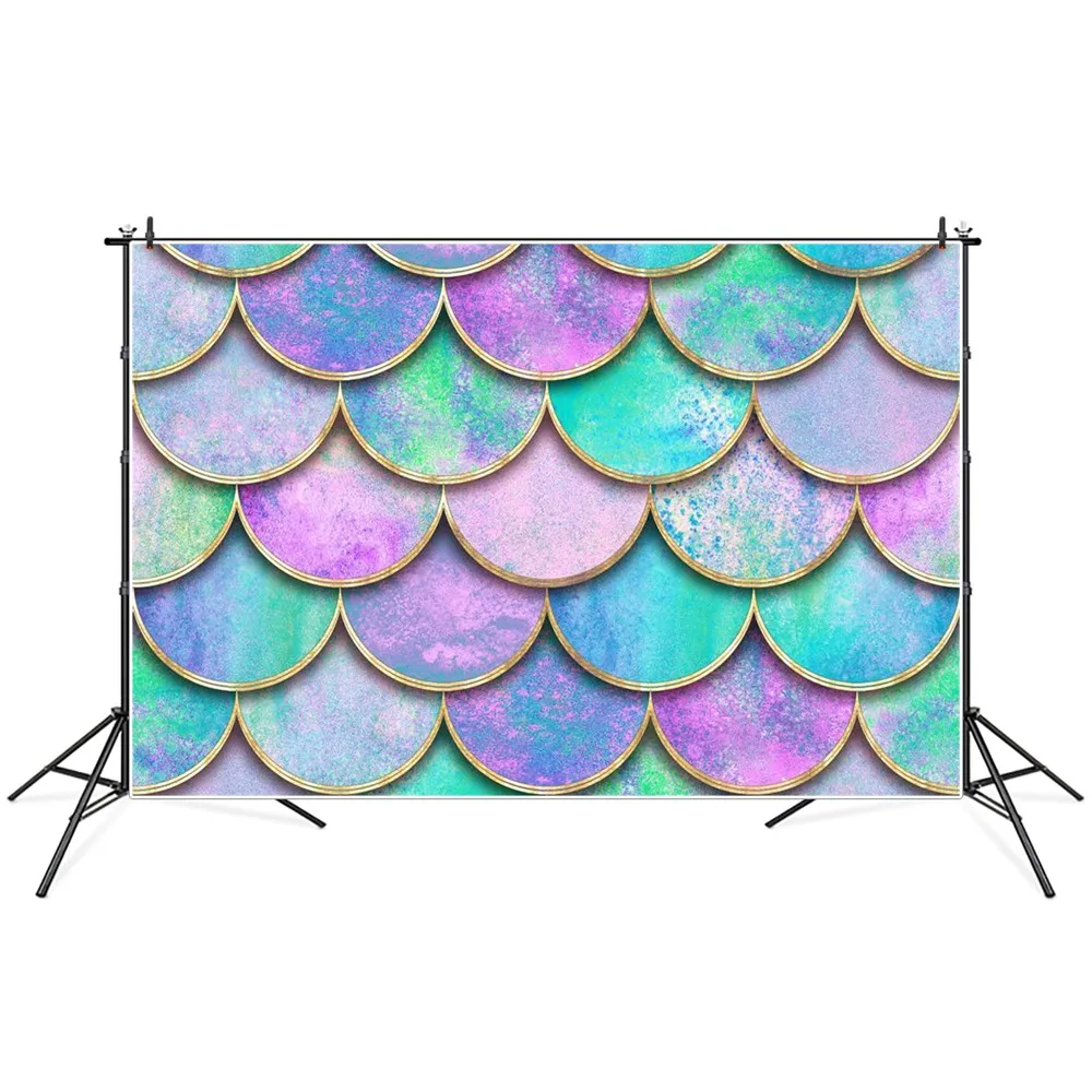 

Градиентные красочные рыбные весы дизайн Русалка Вечерние фотография фоны на заказ ребенок день рождения украшение дома фото фоны