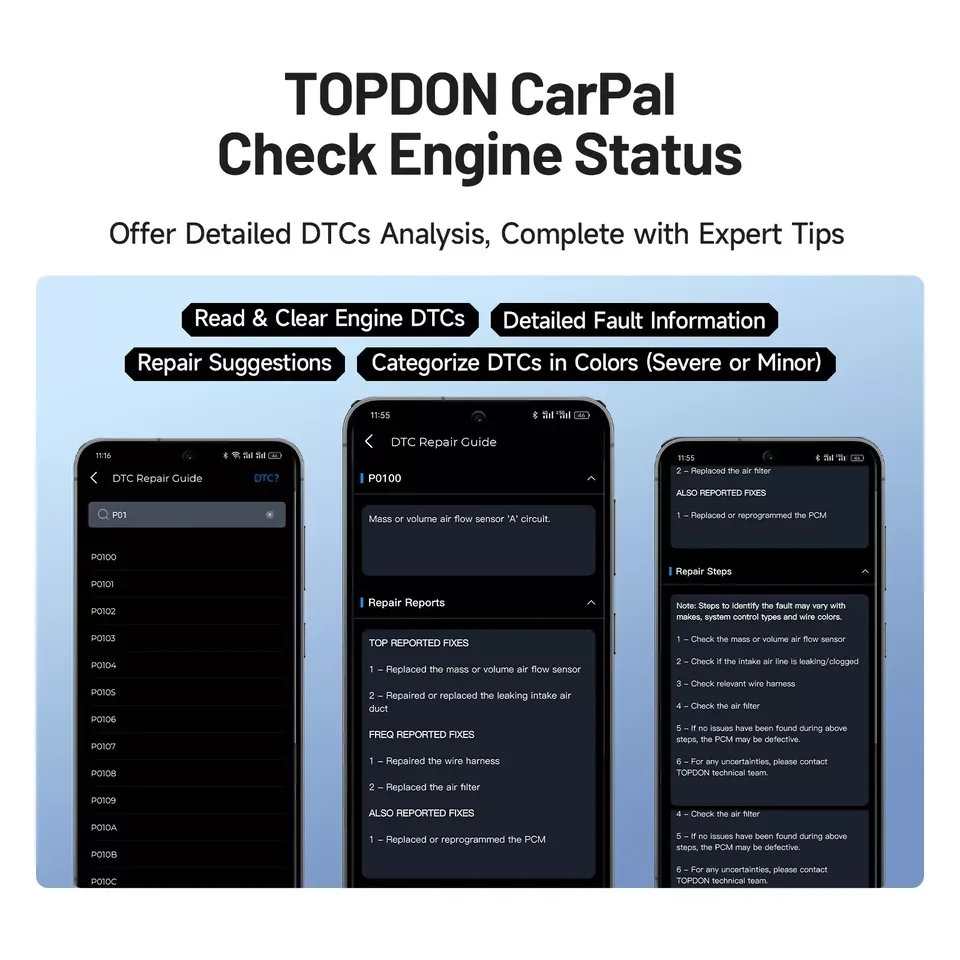 OBD2 сканер TOPDON Carpal Bluetooth для всех автомобилей диагностический инструмент iOS Android