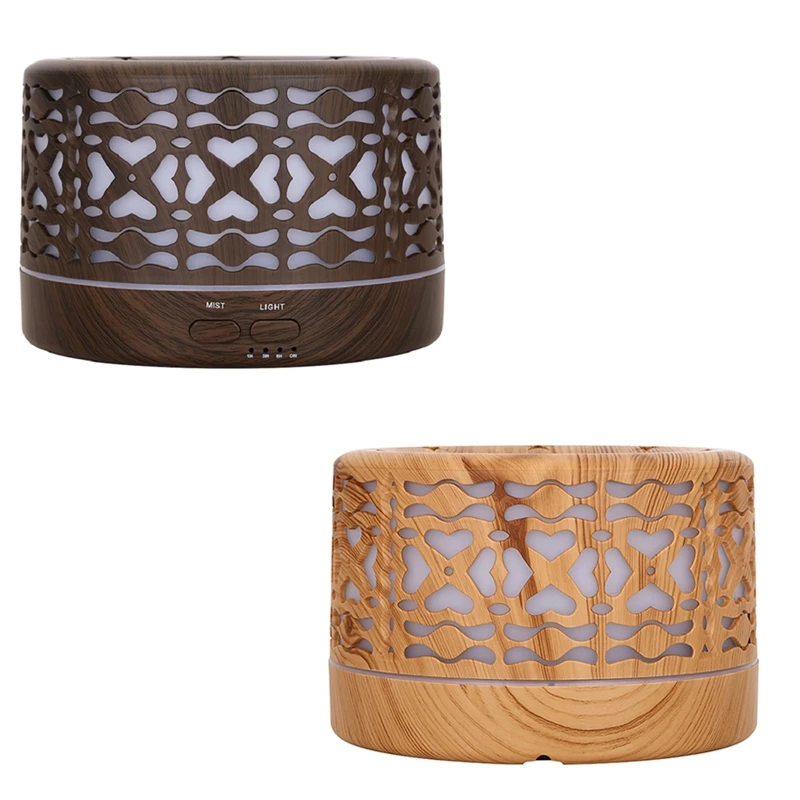

Aroma Essential Oil Diffuser 500ML Air Humidifier Wood Grain Aromatherapy With 7 Color LED Light EU Plug